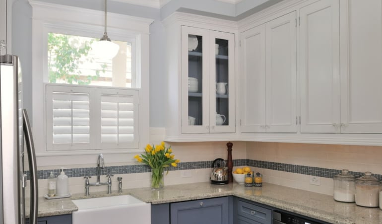 Polywood shutters in a Dallas kitchen.